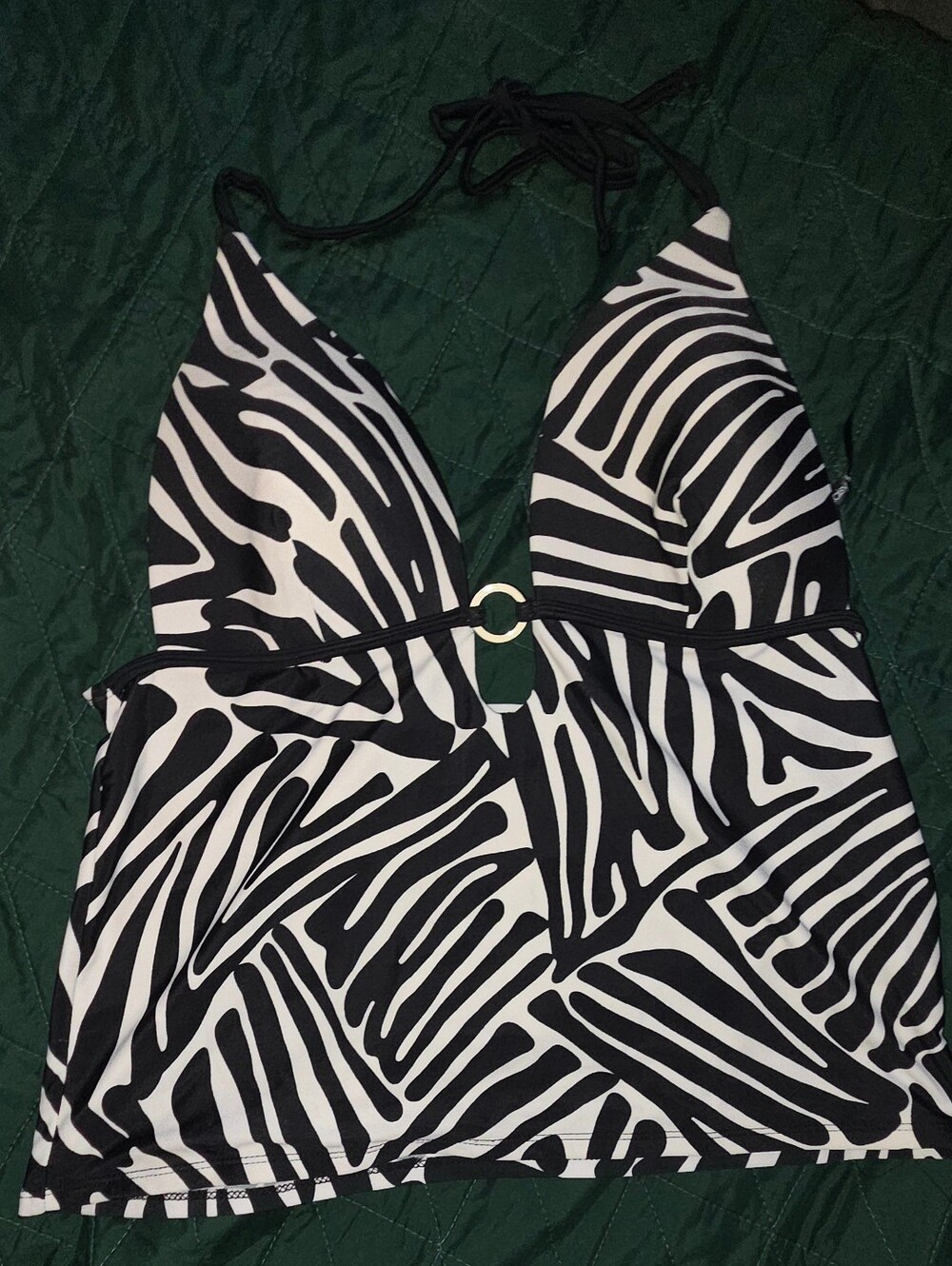 Daisy Fuentes Black and Cream Swim Top